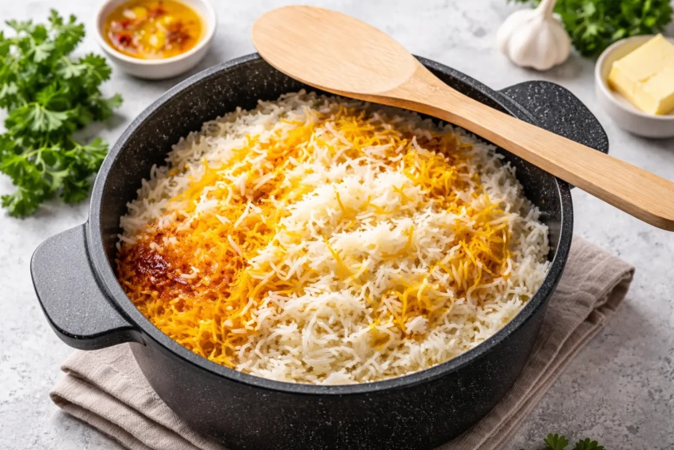 اصول حرفهای پخت برنج ایرانی و راهنمای تهیه تهدیگ طلایی